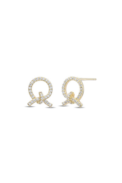 Lisa&Co. Cercei Argint Twist Buckle Argint placat cu aur galben / Zircon / Alb