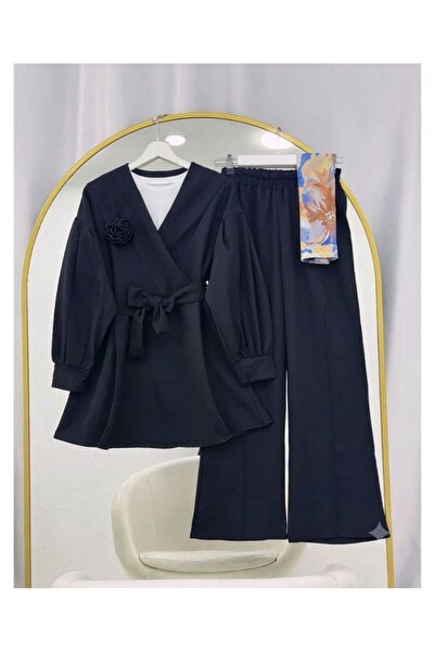 VOLT CLOTHİNG Rose Detailed Two-Piece Suit with Trousers