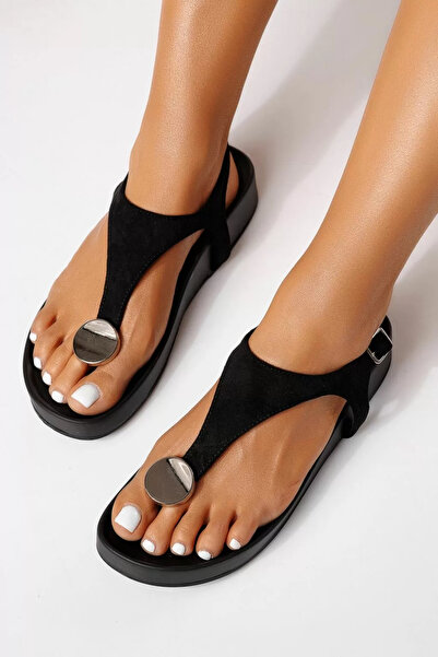Zaira Women's black low-heeled Sandals made of eco- Leather Maya #25324 - 40