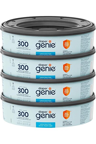 Playtex Diaper Genie Diaper Pail Refills, Unscented Pack Of 4 x 300-1200 Count