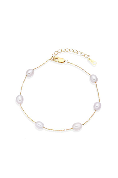 Lisa&Co. Bratara Argint Organic Drip Argint placat cu aur galben / Perle de a...