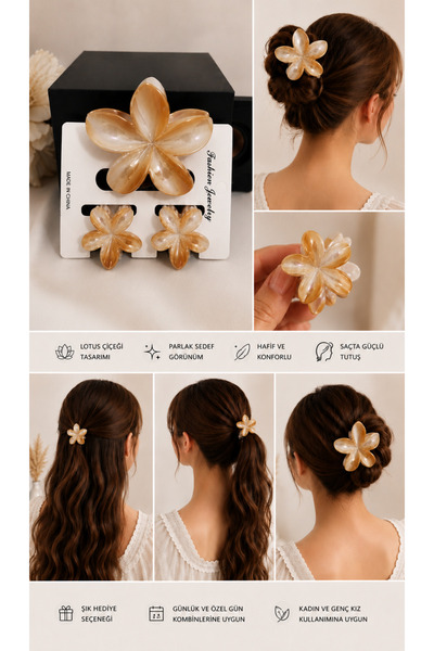 Trend Mix Kids Lotus Flower Hairpin Buckle Shiny Appearance Hair Bun Clip Wom...