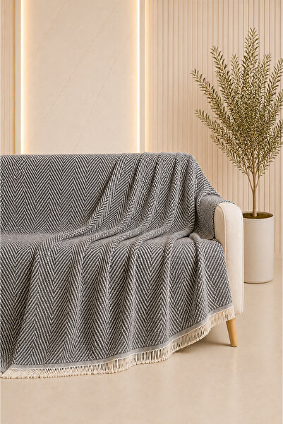 Bumedo غطاء أريكة قطني متعدد الاستخدامات - غطاء أريكة بنمط متعرج، غطاء سرير ق...