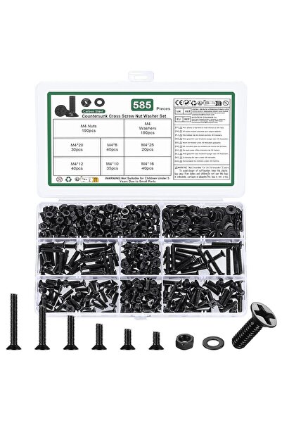 Other 585 Pcs M4 Screws Set, Countersunk Bolts and Nuts, Flat Head Machine Sc...