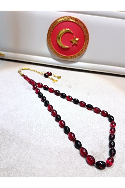 HALİL KOÇAK سبحة من حجر العنبر الناري مصنوعة يدويًا بحرفية عالية