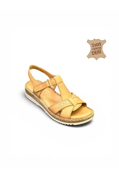 İYİSİNDEN SHOES Genuine Leather Women's Orthopedic Sandals Lightweight Stitch...