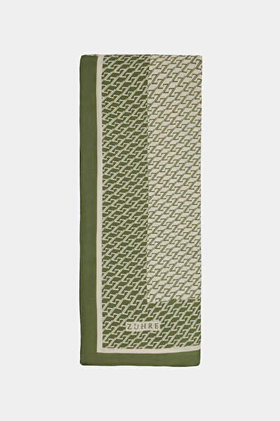 Zühre Monogram Patterned Border Prime Green Shawl 0065