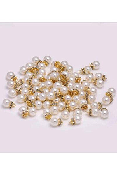 yiğit aksesuar 10 Adet 8 mm Gold Rondelalı İnci Boncuk Takı Bileklik Kolye uc...
