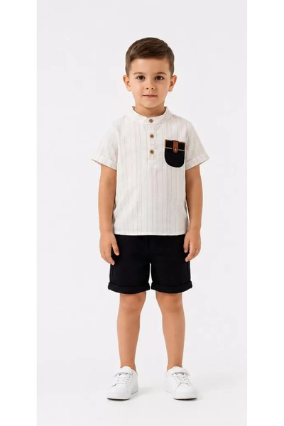 Veraura Lifestyle 2/5 Years Old Linen Shirt Gabardine Shorts Children's Set