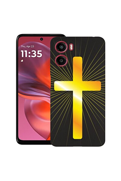 bestcase ¬Æ Husa pentru Motorola Moto E15 / Moto G05, Golden Cross, Slim Sili...