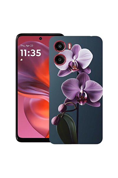 bestcase Калъф за Motorola Moto G05, Лилава орхидея, Тънък силиконов 0.8ММ, У...