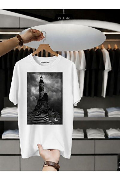 İnazuma Outdoors Unisex Oversize Printed Cotton Crew Neck Short Sleeve White ...
