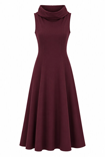 HAZELANNA Degaje Collar Sleeveless Plum Maxi Dress