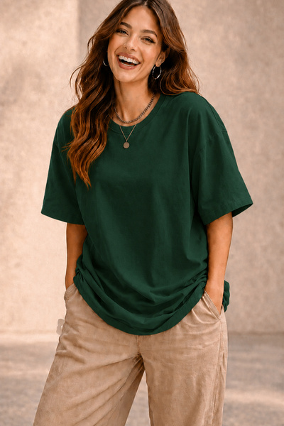 ArtYus Basic Unprinted Unisex Oversize T-Shirt – Cotton Crew Neck Casual T-Shirt