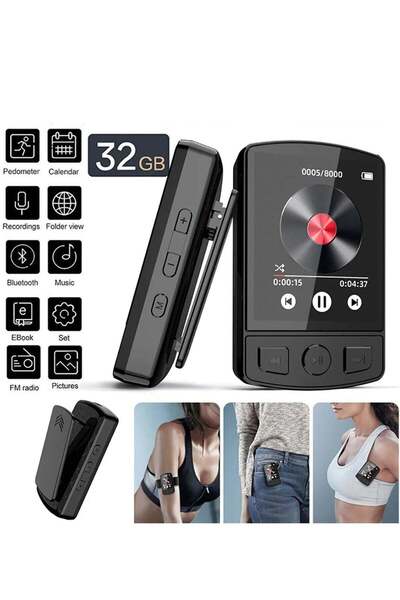 Jubilin مشغل MP3 بسعة 32 جيجابايت مع بلوتوث 5.2، يدعم بطاقة TF بسعة تصل إلى 1...