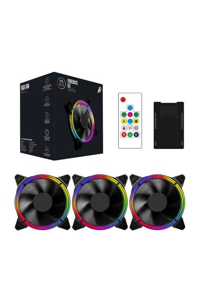 1stPlayer Set 3 ventilatoare 1stPlayer® Combo G3 ARGB, controller si telecomanda