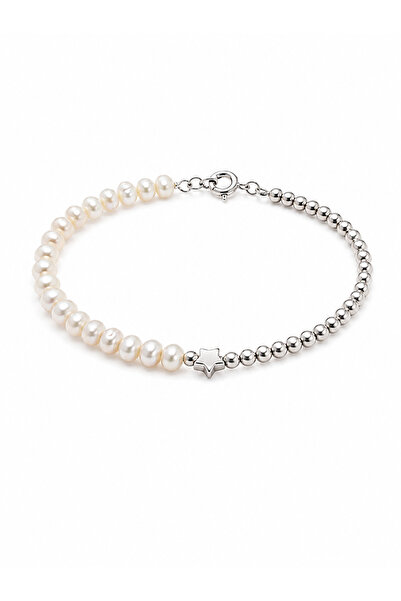 Magic Charms Bracelet with Natural White Cultured Pearls and 925 Silver 17-18...