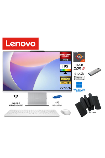 LENOVO 27ARR9 AIO Ryzen7 7735HS 16GB 512GB SSD BULUT GRİ W11PRO 27" FHD DUDDI...