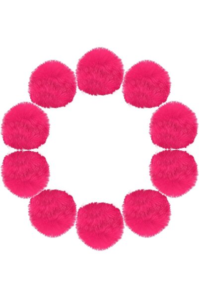 QUARKZMAN Bile pufoase din blană artificială de 9cm, 10 bucăți, roșu pepene, ...