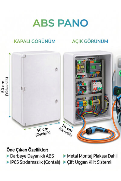 ECONA 40x50x24 ABS Elektrik Panosu - Çift Kilitli & Taban Saçlı - IP65 Su Geç...