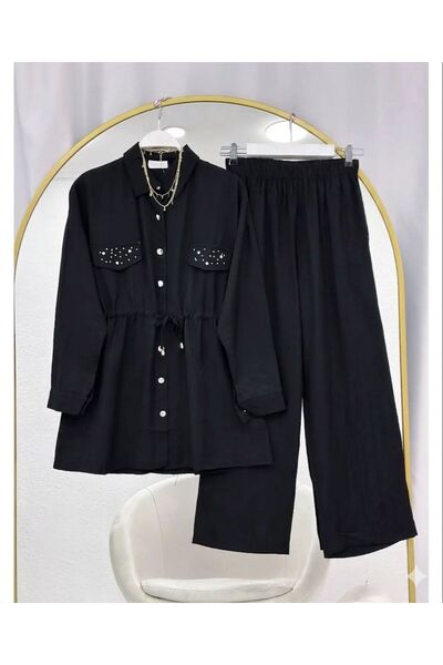 modasindoma Double Suit with Stone-Capped Jacket and Jacquard Trousers, Blue