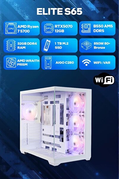 Game Garaj Elite S65 AMD R7 5700 32GB RAM 1TB SSD RTX5070 FreeDOS Oyuncu OEM ...