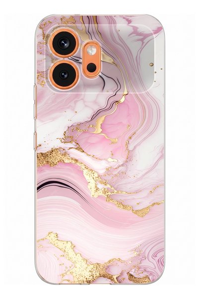 TechTree Honor 600 Uyumlu Pembe Mermer Baskılı Silikon Kılıf