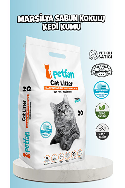PETFAN Marsilya Sabun Kokulu Topaklaşan Bentonit Kedi Kumu 20 LT