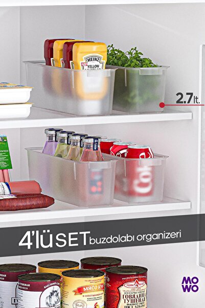 Mowo Home 4 Pieces Slim Refrigerator Organizer, Kitchen Organizer, Bathroom O...