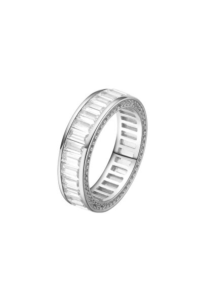 Lisa&Co. Inel Argint Baguette Frame Band 57 mm / Argint placat cu rodiu / Zir...