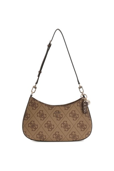 Guess μπεζ λατε τσάντα ώμου Noelle Top zip wide Logo