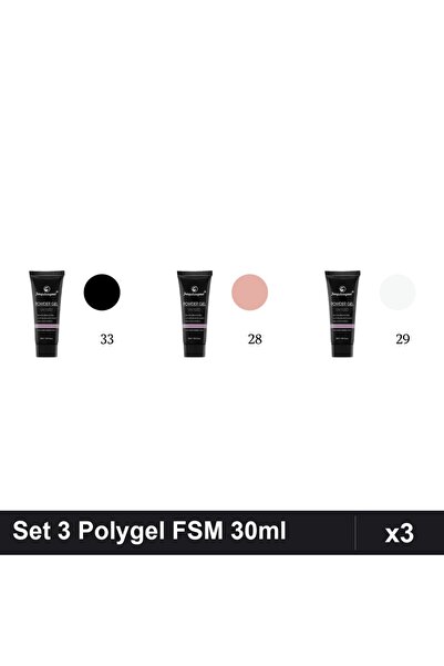 FSM Set 3 Polygel 30ml - Nr.33, Nr.28, Nr.29 - Constructie Unghii