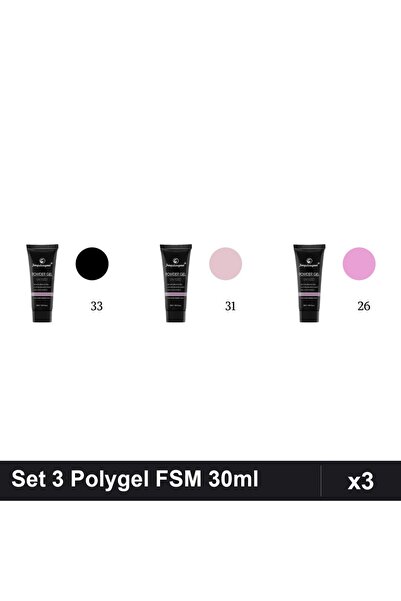 FSM Set 3 Polygel 30ml - Nr.33, Nr.31, Nr.26 - Construcție Unghii