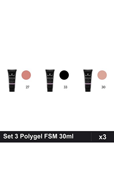FSM Set 3 Polygel 30ml - Nr.27, Nr.33, Nr.30 - Construcție Unghii