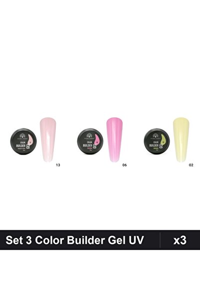 global fashion Set 3 Color Builder Gel UV 15g - Nr.13, Nr.06, Nr.02