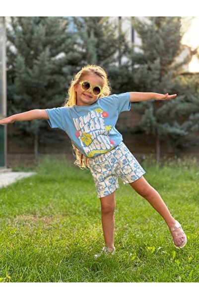 Orca Kids Fashion بدلة زرقاء مطبوعة من هاواي