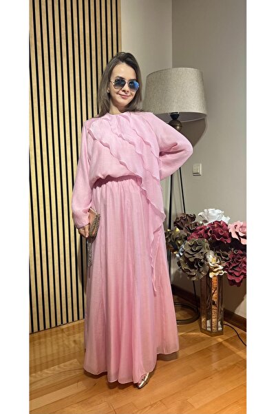 Cardella Elisa Premium Vual Fabric Flounce Set - Layered Lolan Detailed Hijab...