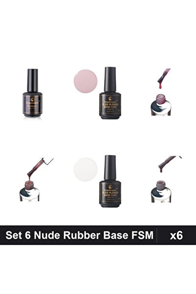 FSM Set 6 Nude Rubber Base 15ml - Nr.04, Nr.06, Nr.14, Nr.15 - Baza Pigmentata