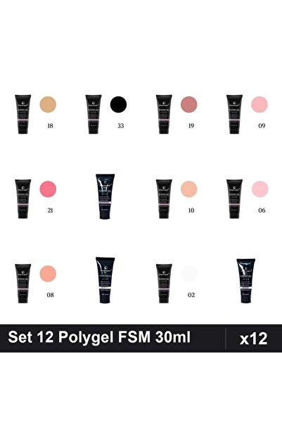 FSM Set 12 Polygel 30ml - Nr.02, Nr.06, Nr.08, Nr.09, Nr.10, Nr.14, Nr.18, Nr...