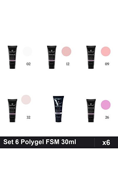 FSM Set 6 Polygel 30ml - Nr.02, 09, 12, 14, 26, 32 - Constructie Unghii