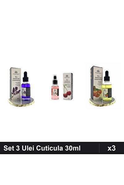 global fashion Set 3 Ulei Cuticula Pipetă 30ml - Lavandă, Cireșe, Mandarine