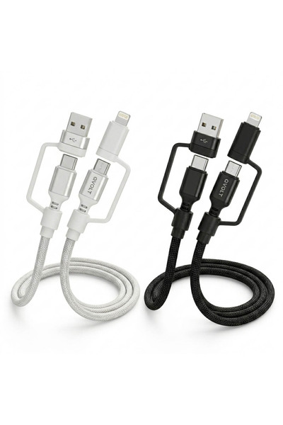 QVOLT Cable 4 in1 1.5M, 60W, 1.5m, 4982- 1 piece, random color White/Black