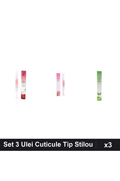 NAİLS Set 3 Ulei Cuticule Tip Stilou Global Fashion - Cireșe, Peach, Măr Verde