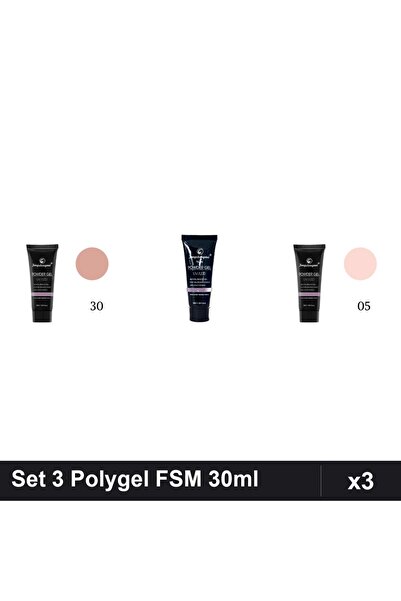FSM Set 3 Polygel 30ml - Nr.05, Nr.15, Nr.30 - Constructie Unghii