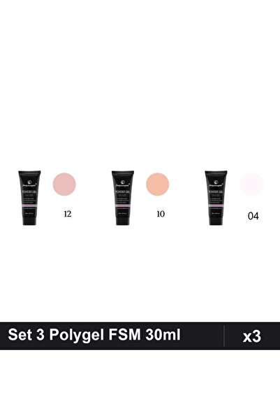 FSM Set 3 Polygel 30ml - Nr.04, Nr.10, Nr.12 - Constructie Unghii