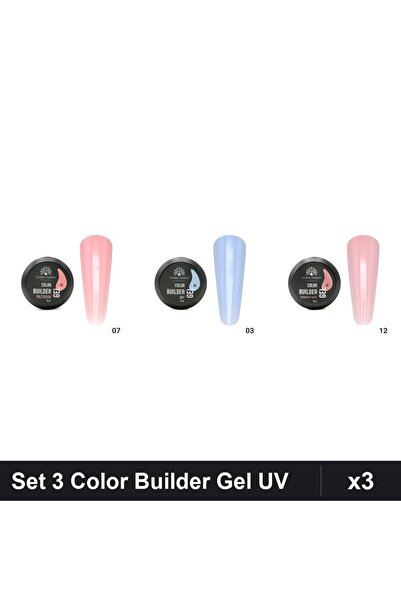 global fashion Set 3 Color Builder Gel UV 15g - Nr.07, Nr.03, Nr.12