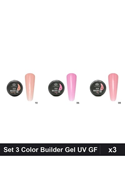global fashion Set 3 Color Builder Gel UV 15g - Nr.10 Nr.06 Nr.08