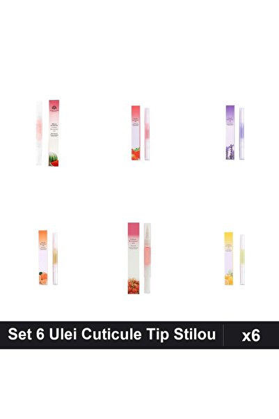 NAİLS Set 6 Ulei Cuticule Tip Stilou - Pepene Verde, Strawberry, Lavanda, Ora...