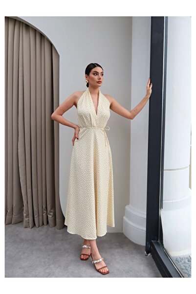 ESRAHELVACI Rochie midi cu decolteu halter și curea