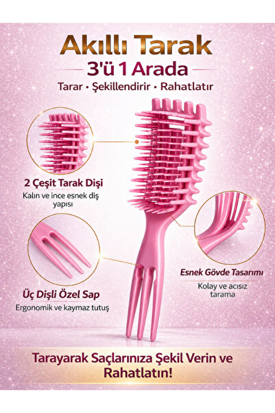 SheMask Bukle Tarağı Saç Masaj Tarağı Kıvırcık Saç Tarağı Saç Şekillendirici ...